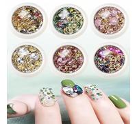 JIAMIAN 6 Boxes Mixed Sparkle Rhinestones, Diamonds, Crystals, Beads & Gems - Sparkly Crystal Nail Art Tools for Nails, Clothes, Face, Craft (Multicolor)