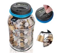 JIAMIAN Digital Saving Money Box UK Coins Automatic Counting with a Lock, Digital Coin Bank with LCD Display, Powered by 2AAA Battery (Not Included)