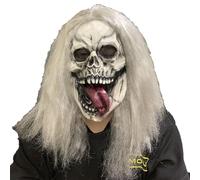 JIAMIAN Halloween Latex Mask, Horror Mask Headpiece, Horror Witch Skeleton Mask, Haunted House Escape Themed Party Role-Playing Props, all Head Latex Breathable, Skeleton Version (White)