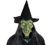 JIAMIAN Halloween Latex Mask, Horror Mask Headpiece, Horror Witch Skeleton Mask, Haunted House Escape Themed Party Role-Playing Props, all Head Latex Breathable Mask,Witch Version (grün)