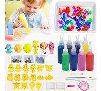 JIAMIAN Magic Water Gel Bead Sensory Toy, DIY Magic Water Elf Kit, Eight Types of Molds Sea Creatures Colorful, 3D Aqua Park Set, Kids Educational Toys, Eight Colors Randomly Selected (款式1)