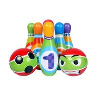 JIAMIAN Mini Kids Bowling Set, 6 Pins And 2 Balls, Soft Bowling Set, Multi-Coloured, Indoor Outdoor Educational Learning Toy For Children, Toys For Children 3+ Years Old (Style 2)