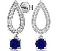 Jiamiaoi Pendant earrings 18 carat white gold plated silver 925 with stone ladies earrings gold plated drop long, Sterling Silver, Cubic Zirconia