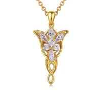 jiamiaoi Sparkly Simulated Diamond Necklace for Women Princess Cut 4 Cubic Zirconia Ladies Necklace Gold Plated