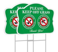 JIAMING No Pooping Or No Peeing Dog Sign, Keep Off Grass sign, No poop sign, No Pee Sign. 2 Pack 12 x 9 Inch Double Sided With Metal Stakes, Keep Dogs Off Lawn, Weatherproof, Easy To Install.