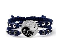 JIAMU 2Pcs/set Dragon Tai Chi Gossip Braided Bracelet for Women Men Best Friends Adjustable Yin Yang Bracelets Fashion Couple Jewelry