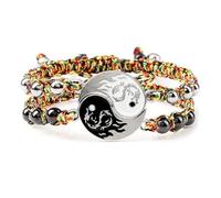 JIAMU 2Pcs/set Dragon Tai Chi Gossip Braided Bracelet for Women Men Best Friends Adjustable Yin Yang Bracelets Fashion Couple Jewelry
