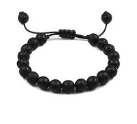 JIAMU 8mm Men Bracelets Black Lava Beads Bracelet Tiger Eye Adjustable Braided Rope Bangles Couple Distance Women Yoga Healing Jewelry