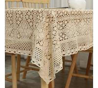 JIAMU Proud Rose Light Coffee Embroidered Table Cloth European Lace Tea Table Cloth Home Decor Rectangular Tablecloths Table Cover