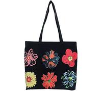 Jiamusi Canvas Tote Bag for Women Girls Kids school Shoulder Bag with zipper Work Beach Lunch Travel and Shopping Grocery Bag