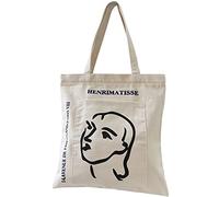 Jiamusi Canvas Tote Bag for Women Girls Kids school Shoulder Bag with zipper Work Beach Lunch Travel and Shopping Grocery Bag