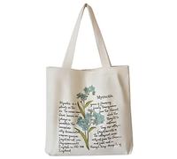 Jiamusi Floral Canvas Tote Bag Botanical Shopping Bag Aesthetic Flower Tote Bag Canvas Grocery Bag for Women Girl Trendy School Tote