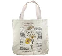 Jiamusi Floral Canvas Tote Bag Botanical Shopping Bag Aesthetic Flower Tote Bag Canvas Grocery Bag for Women Girl Trendy School Tote