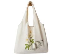Jiamusi Floral Canvas Tote Bag Botanical Shopping Bag Aesthetic Flower Tote Bag Large Capacity Grocery Bag for Women Girl