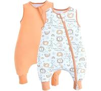 JiAmy 1.0 Tog Baby Sleeping Bag with Legs, 100% Cotton Sleep Sack, Toddler Soft Sleep Bag with Feet Orange Lion 6-18 Months