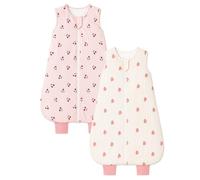 JiAmy 1.0 Tog Summer Baby Sleeping Bag with Legs, 2-Pack Cotton Sleep Sack, Toddler Soft Sleep Bag Wearable Blanket Pink 2-3 Years