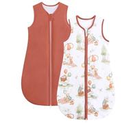 JiAmy 1.5 TOG Baby Sleeping Bag 2 Pack, Double Layer with 50g Quilted Padding, Cotton Sleep Sack Wearable Blanket Bear Orange 18-24 Months