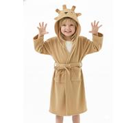 JiAmy 100% Cotton Kids Soft Bath Robe with Cat, Elephant, Lion, Shark Embroidery Hooded Bathrobe