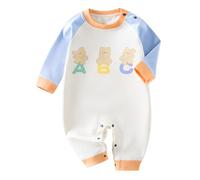 JiAmy Baby Boys Girls Romper Clothes Set, Cotton Long Sleeve Cartoon One Piece Outfits Bodysuits Jumpsuit Rompers Blue Rabbit 6-9 Months