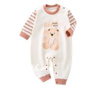 JiAmy Baby Boys Girls Romper Clothes Set, Cotton Long Sleeve Cartoon One Piece Outfits Bodysuits Jumpsuit Rompers Brown 6-9 Months