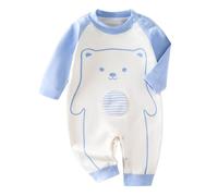 JiAmy Baby Boys Girls Romper Clothes Set, Cotton Long Sleeve Cartoon One Piece Outfits Bodysuits Jumpsuit Rompers Blue Bear 3-6 Months