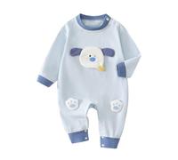 JiAmy Baby Boys Girls Romper Clothes Set, Cotton Long Sleeve Cartoon One Piece Outfits Bodysuits Jumpsuit Rompers Blue Dog 3-6 Months