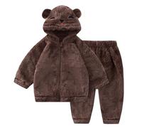 JiAmy Baby Fleece Jacket Hoodie Set Zipper Toddlers Winter Sweatshirt Hooded Coat Warm Top with Cute Bear Ears and Pants Tracksuit Outfits Flannel 2 Pieces Girls Boys 2 Years-3 Years