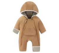 JiAmy Baby Fleece Romper Newborn Fall Hooded Footed Jumpsuit