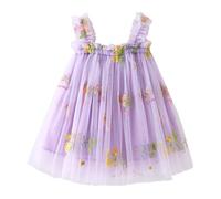 JiAmy Baby Girl Dress Sleeveless Tulle Floral Dresses Toddler Birthday Wedding Princess Party Sundresses for Girls 18-24 Months Purple