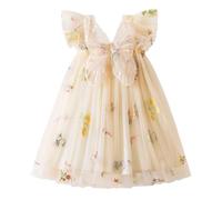JiAmy Baby Girl Dress Toddler Tutu Tulle Butterfly Dresses Infant Sleeveless Wedding Birthday Party Princess Clothes for Girls 6-12 Months Beige