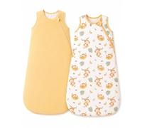 JiAmy Baby Sleeping Bag 1 Tog Cotton Sleep Sack 2 Pack, Unisex Baby Wearable Blanket for Newborn & Infant Yellow 12-18 Months