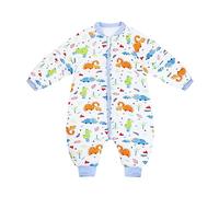 JiAmy Baby Sleeping Bag Winter Boys Girls Sleep Sack with Legs 3.5Tog Cotton Detachable Sleeve Two-Way Zipper Warm Rompers Pajamas Infant Gift Kids 6-18 Months,White