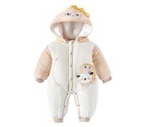JiAmy Baby Snowsuit Hooded Romper Winter Outfits Boys Girls Cartoon Bear Fleece Jumpsuit Khaki 9-12 Months