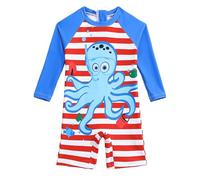 JiAmy Baby Swimwear One Pieces Girl/Boy Long Sleeve Swimsuit UV Sun Protection Round Neck Toddler Bathing Suit for 12-18 Months, Red