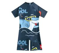 JiAmy Boys Swimming Costume Short Sleeve Sun Protection Kids One Piece Swimsuit Boylegs Beach Surfing Rash Guard for 12 Years, Dark Green