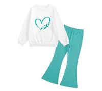 JiAmy Girls 2 Piece Fall Outfits Long Sleeve Top with Flared Leg Pants Sweatsuit Lounge Clothing Set