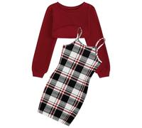 JiAmy Girls 2 Piece Outfits Cami Dress with Crop Top Clothes for