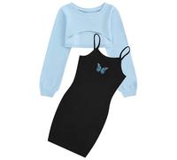 JiAmy Girls 2 Piece Outfits Cami Dress with Crop Top Clothes for Tween