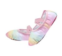 JiAmy Girls Ballet Shoes Canvas Ballet Slipper Leather Split Sole Gymnastic Dance Flat Shoes for Children Kids