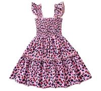 JiAmy Girls Dresses Kids Strap Sleeveless Unicorn Floral Print A-Line Long Dress Toddler Spring Summer Casual Girl Clothes for 3-4 Years Purple Leopard