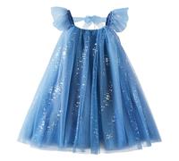 JiAmy Girls Dresses Tulle Kids Sleeveless Dresses Toddler Girls Dress Summer Party Dress for Girl Blue 5-6 Years