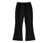 JiAmy Girls Flare School Trousers Kids Elasticated Waist Cotton Pants with Pockets Casual Bell Bottoms Joggers for Girl 5-6 Years Black