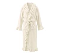 JiAmy Girls' Ruffled Fleece Dressing Gown with Belt and Pockets, Ages 4-14