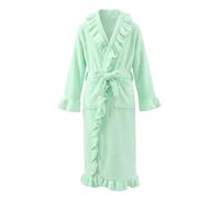JiAmy Girls' Ruffled Fleece Dressing Gown with Belt and Pockets, Ages 4-14