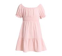 JiAmy Girls Summer Dress Ruffled Puff Sleeve Casual Kids Dresses Girdle Tiered Skirt Elegant Swing Clothes 140,Pink