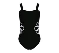 JiAmy Girls Swimming Costume Flower Hollow-Out One Piece Girl's Swimsuit Wide Straps Teen Bathing Beach Wear for 8-9 Years, Black