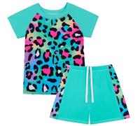 JiAmy Girls Swimming Costume Kids Two Piece Short Sleeve Swimsuit UV Sun Protection Swimwear Summer Beach Bathing Suit 5-6 Years