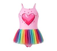 JiAmy Girls Swimsuit One Piece Printed Rainbow Tulle 2-3 Years, Heart
