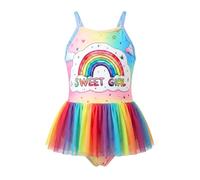 JiAmy Girls Swimsuit One Piece Printed Rainbow Tulle 2-3 Years, Rainbow