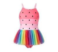 JiAmy Girls Swimsuit One Piece Printed Rainbow Tulle 2-3 Years, Watermelon